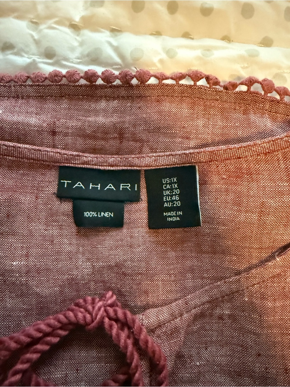 Tahari Tassel Tie Linen Tunic - Picture 3 of 9